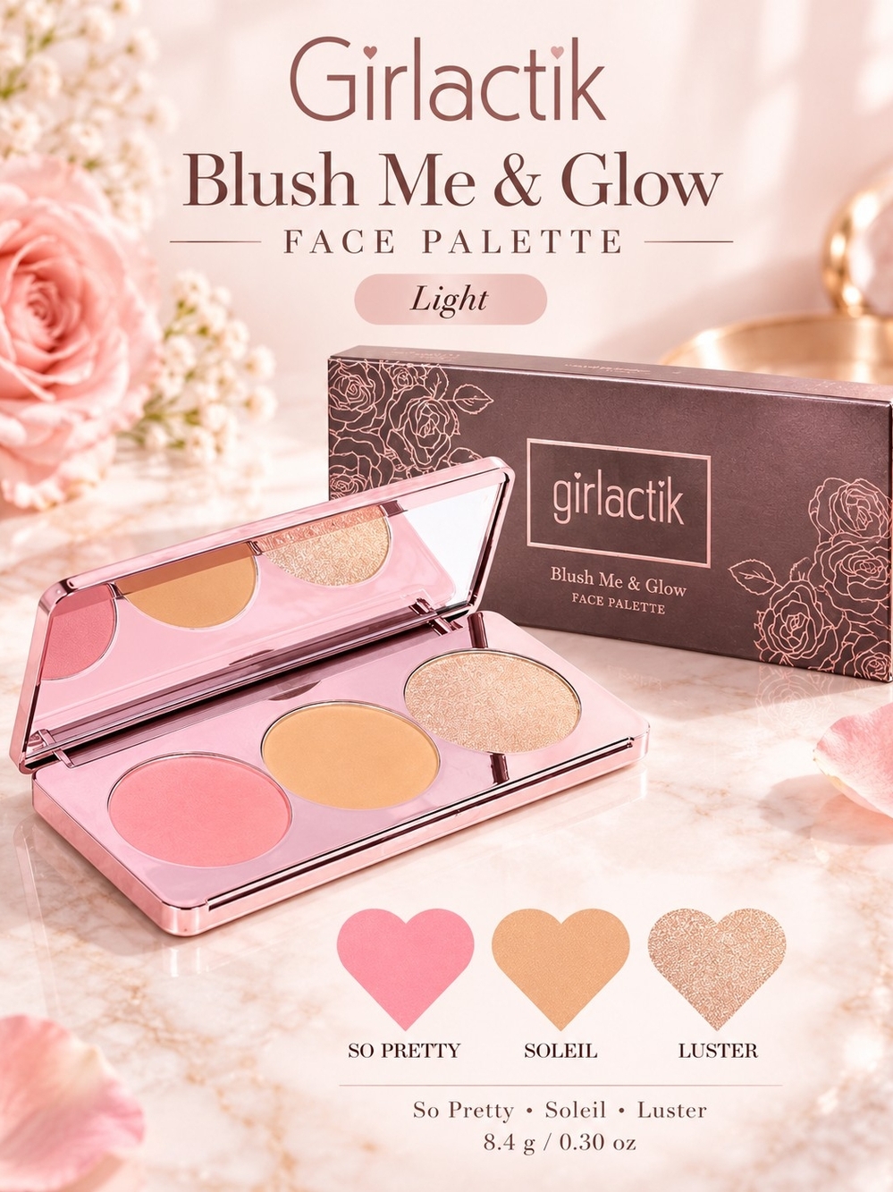 Girlactik Blush Me & Glow Face Palette – Light
